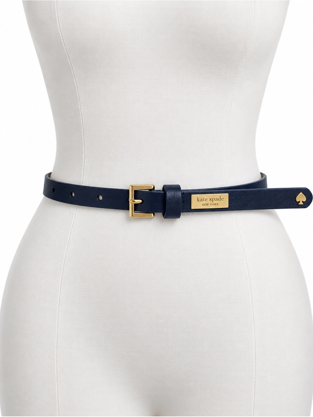 Kate Spade In The Loop Navy Leather Skinny Belt XL